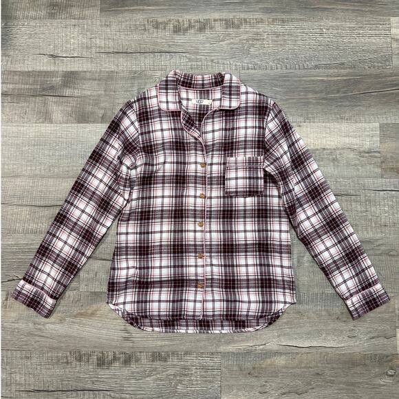 UGG Plaid Flannel Button Up Sleep Shirt Size Small Relaxed Oversized Fit Lounge - Picture 1 of 8